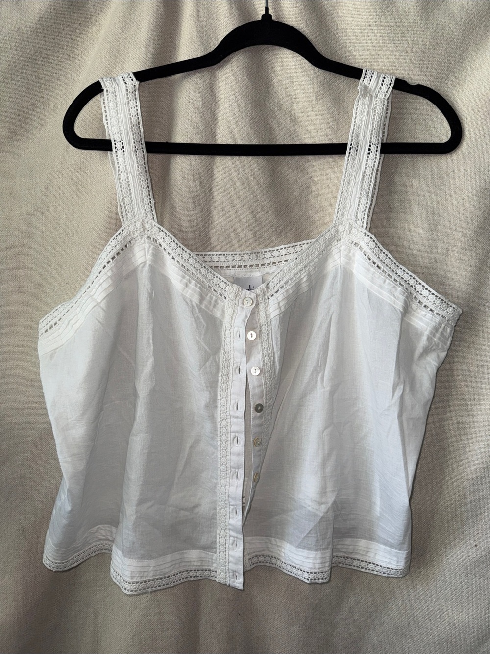 CAbi White Lace-Trim Cotton Camisole Ingenue tank Spring 26! Never worn! Sz XL